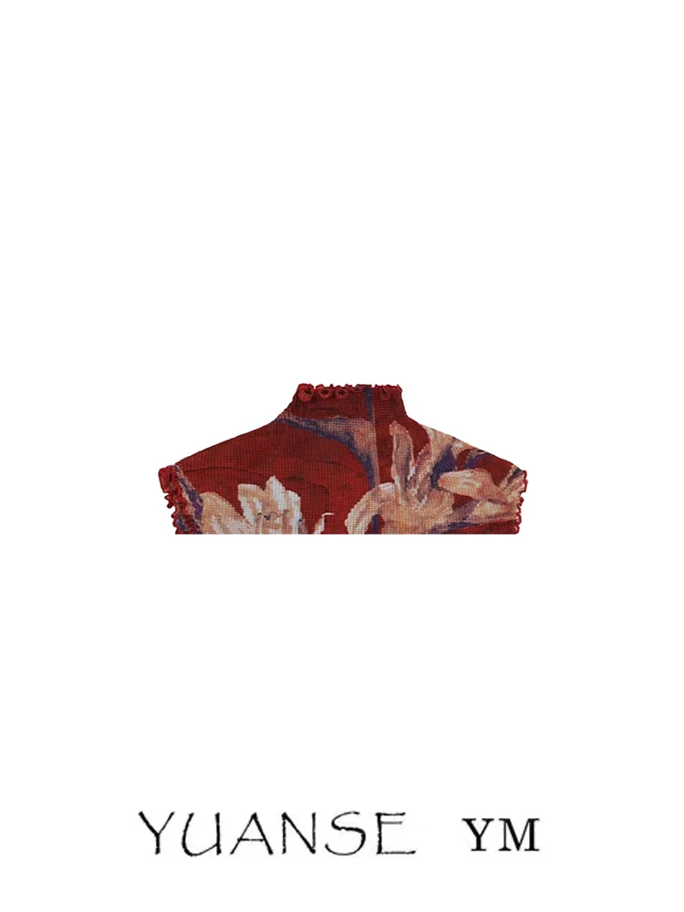Slimming Effect Short Sleeve T-Shirt Women's Summer Fashion Retro Oil Painting Texture Folded Muscle Texture Short Design Sense