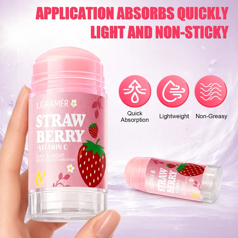 Strawberry VC Neck Cream Facial Stick, Moisturizing, Non-Greasy, Easy to Absorb, Mild and Non-Irritating, Deep Absorption!