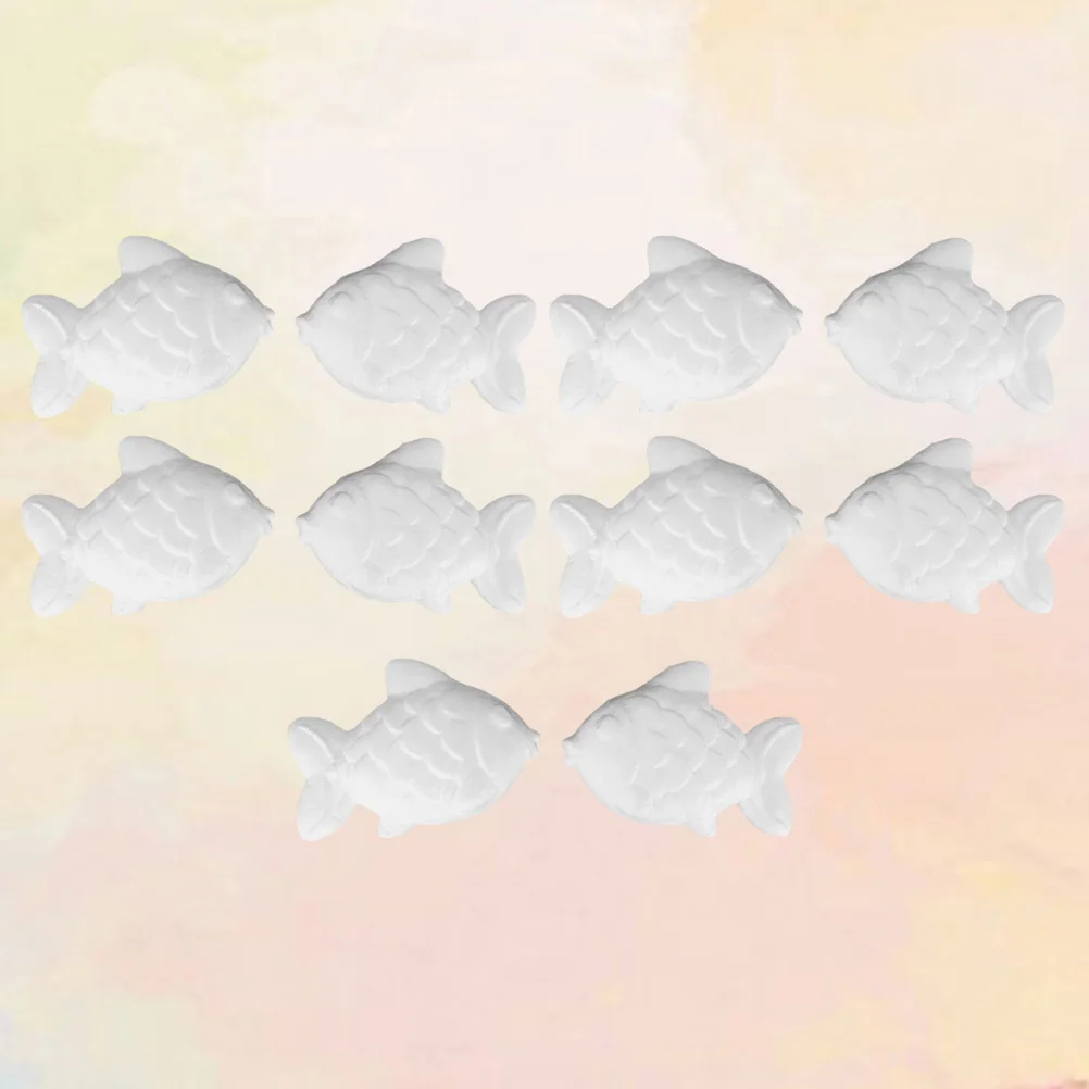 10 pçs espuma peixe diy artesanato branco pintura educacional ornamentos de peixe para pré-escolar igreja crianças natal decoração de ano novo