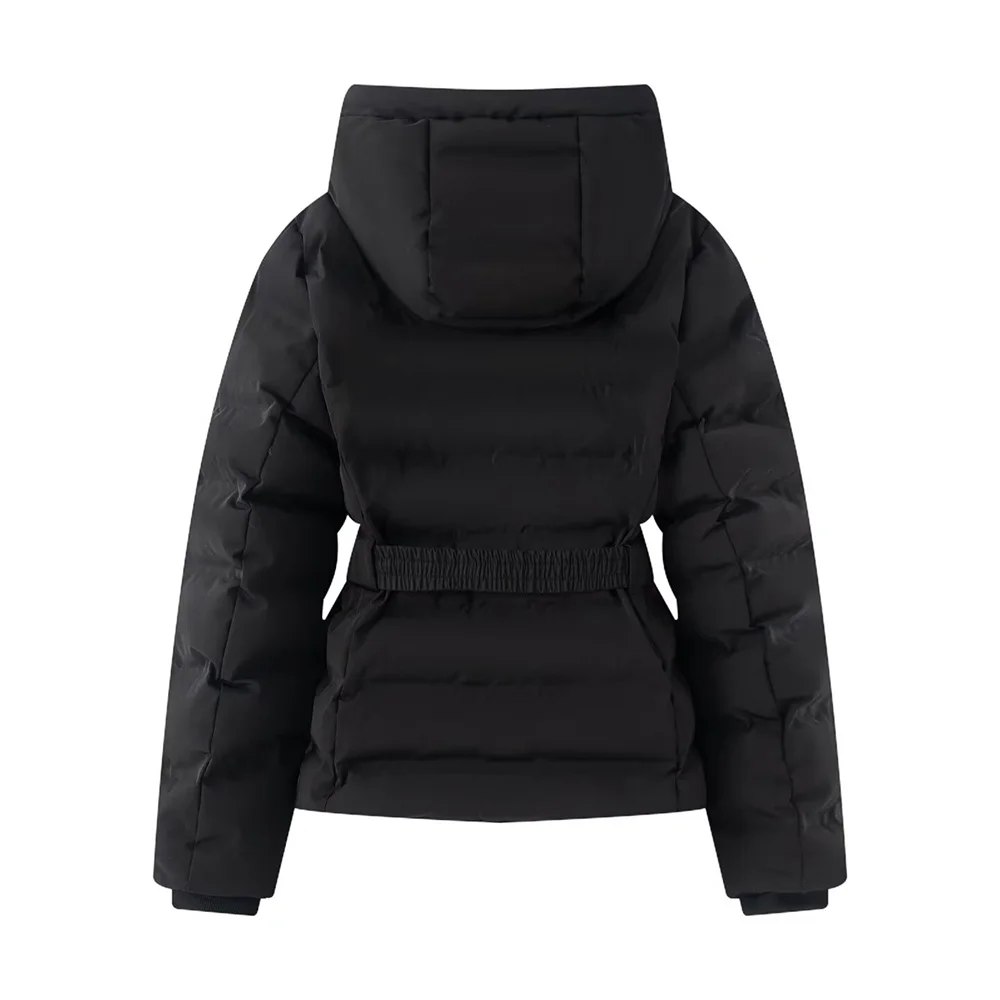 Winter new product women's elastic waistband short slim fit hooded cotton jacket waterproof and windproof thick jacket jacket