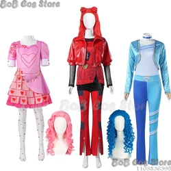 Halloween Red Blue Chloee Princess Cosplay Bridget Queen Hearts Costume Descendants4 Uniform Rise Of Red Pink Full Set Outfit