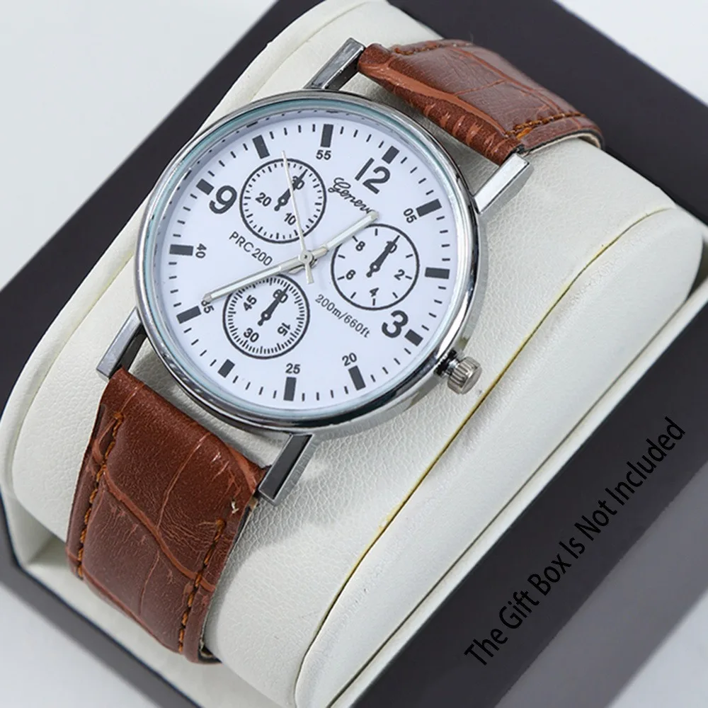 Fashion Simple Mens Watch Round Analog PU Leather Male Watch Casual Men's Quartz Wrist Watch Ramadan Father's Day Gift