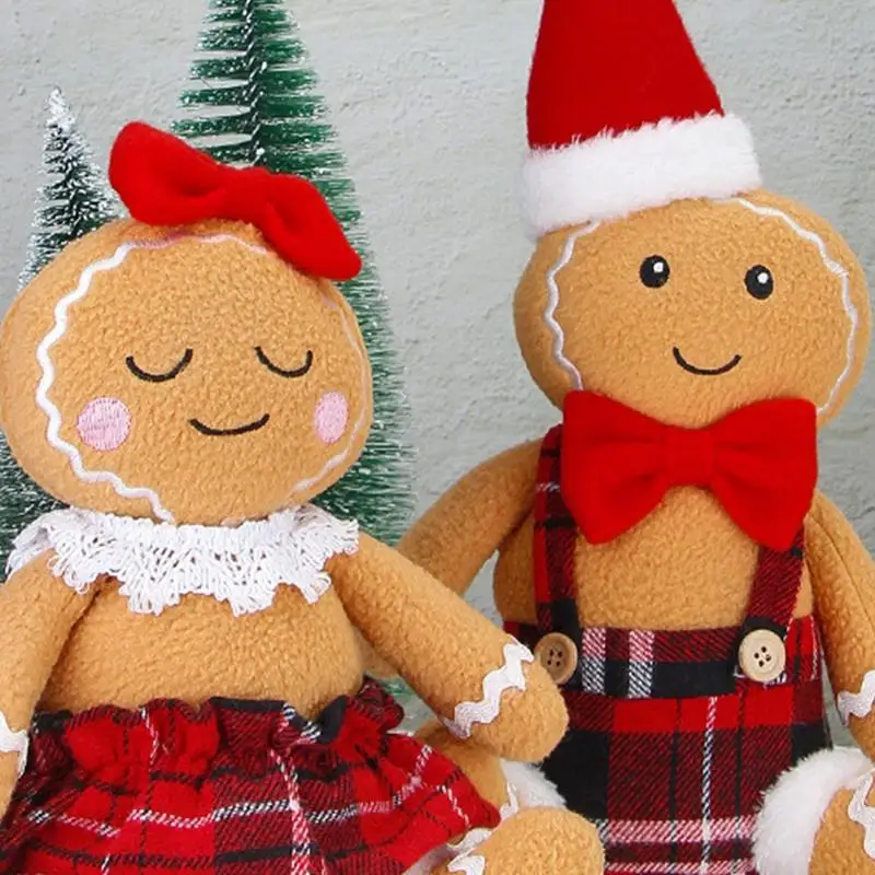 Christmas Gingerbread Man Plush Toys Gingerbread Gingy Plush Toys Sitting Gingerbread Shaped Plush With Plaid Clothes