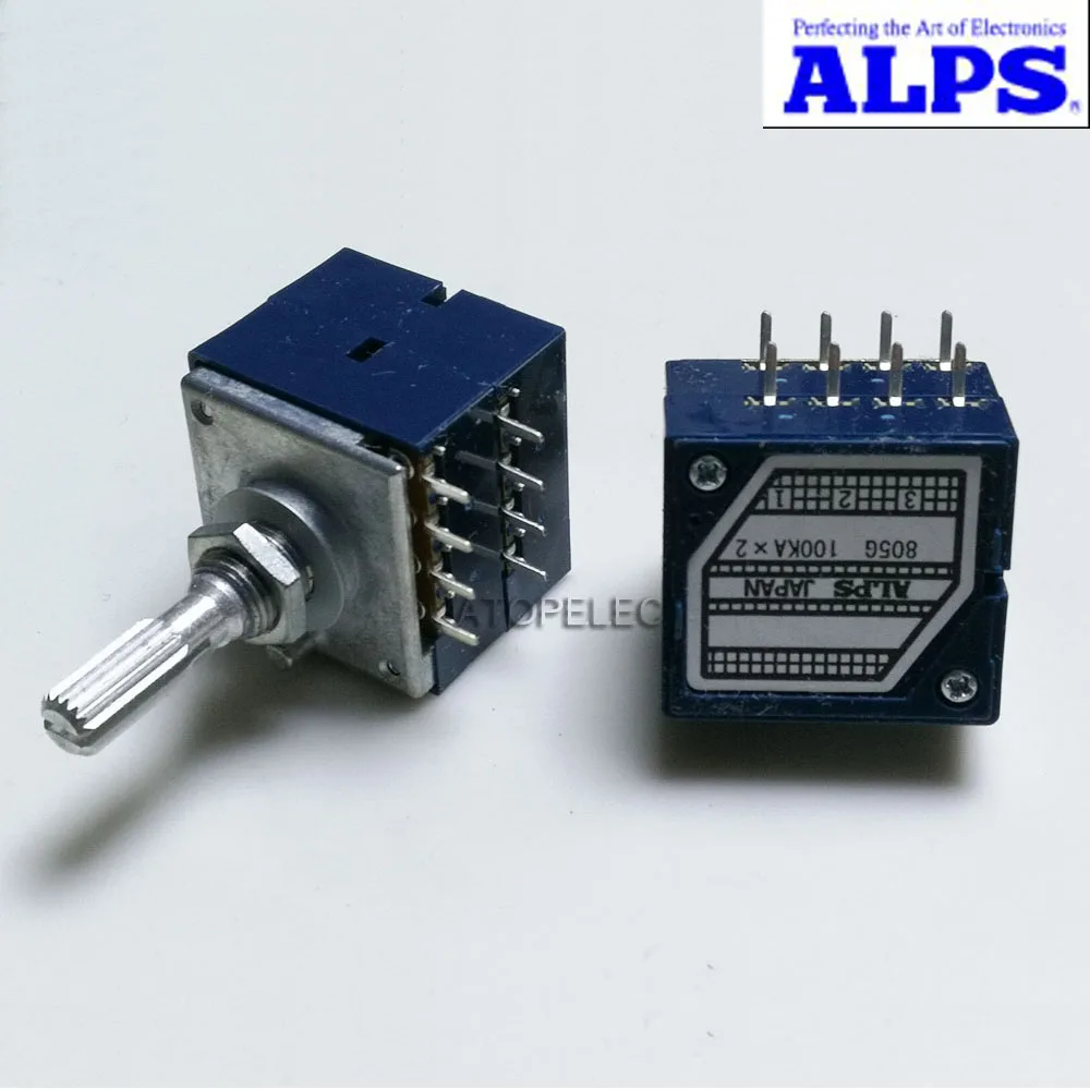 Potenciómetro estéreo de registro de volumen, eje moleteado Dual de 2 bandas, 50K/100K, 8 pines, Japón ALPS RK27, 1 unidad