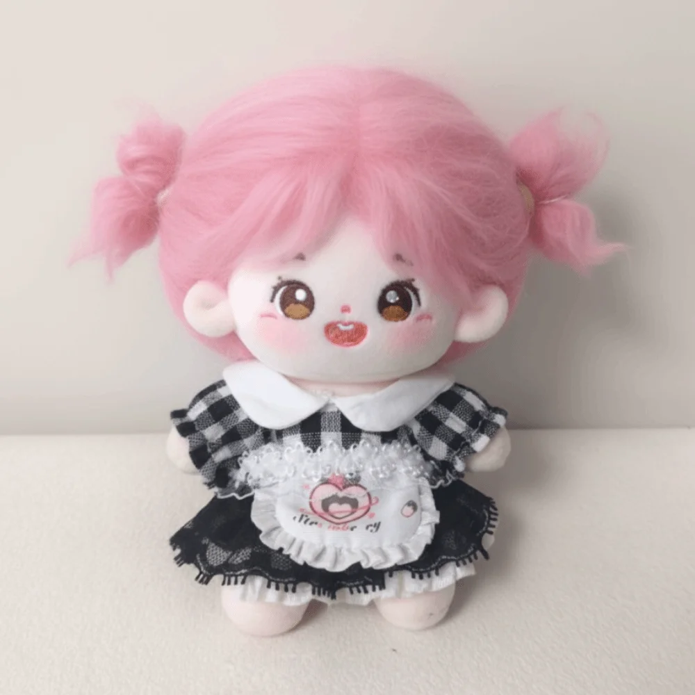 DIY Clothing Plaid Dress 10cm Cotton Clothes Cute Suit Clothes Outfit Mini with Apron Dress Up Set Accessories