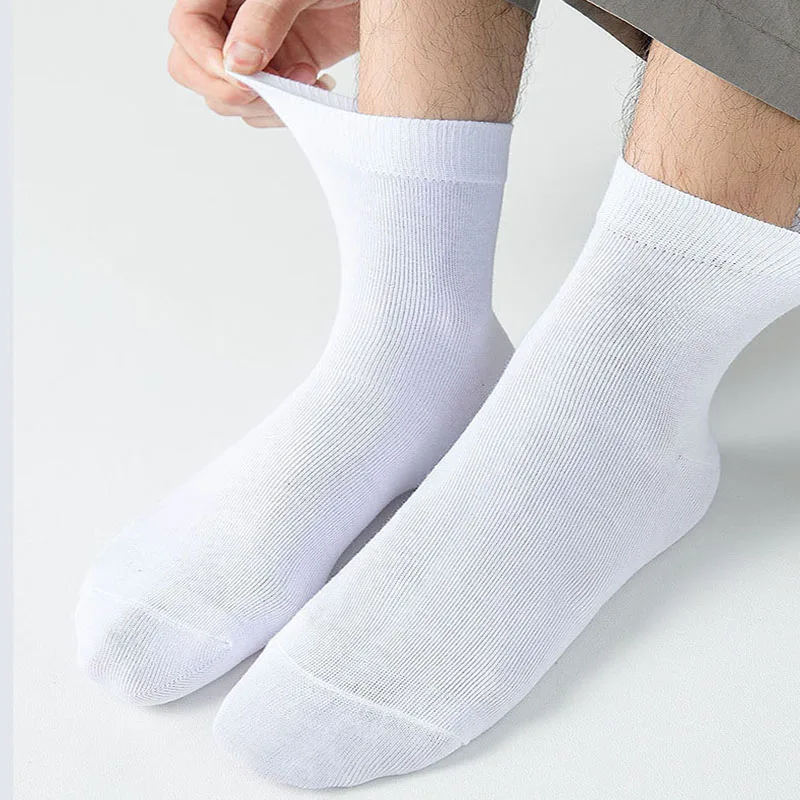 4pairs Summer socks for men Cotton 100% Solid color Skin-friendly softness Man sneakers sock Anti friction Class A quality White