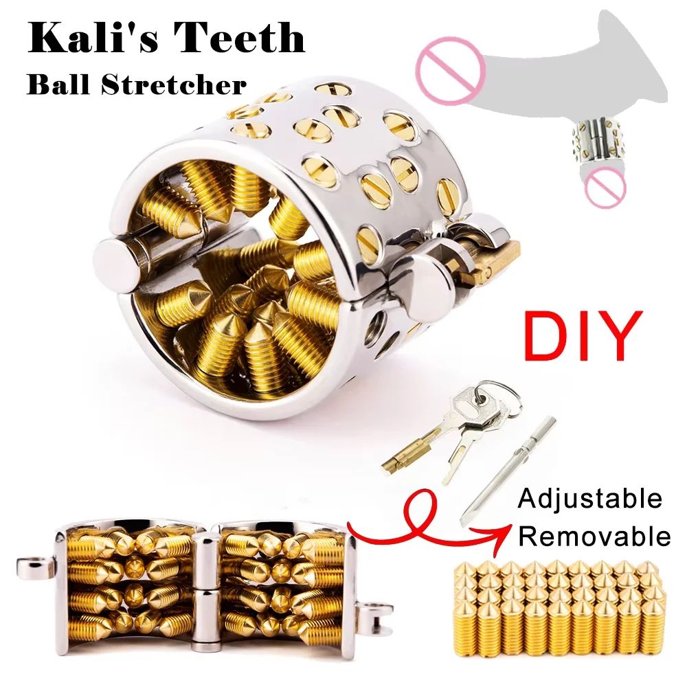

Metal Testicles Ball Stretcher Weight Cock Ring Removable Massage Spikes Lock Penis Cock Cage BDSM Sex Shop CBT Sex Toys For Men