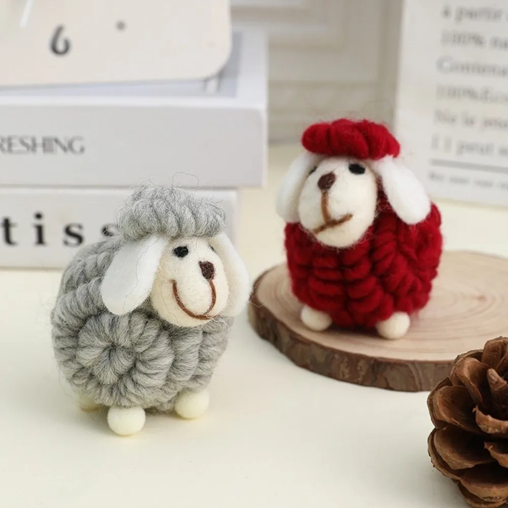 Gifts Wool Felt Christmas Sheep Figurine Nordic Style Christmas Decoration Cartoon Sheep Doll Soft Mini Sheep Statue Home Decor