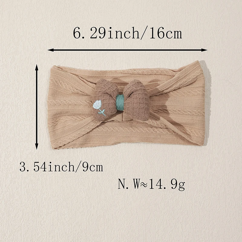 Natural Coffee Color Nylon Headband Baby Nylon Girls Bowknot HeadWraps Newborn Cable Knit Nylon Headbands Children Kids Headwear