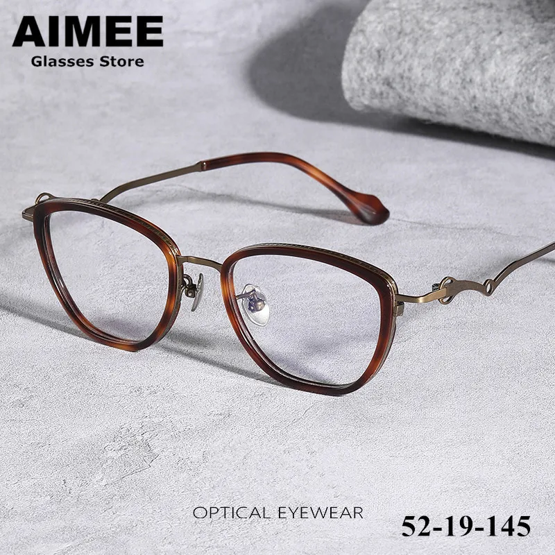 

Japanese Handmade Pure Titanium Ultralight Glasses Frame Men Women Cat Eye Shape Eyeglasses Retro Acetate Optical Spectacle Gafa