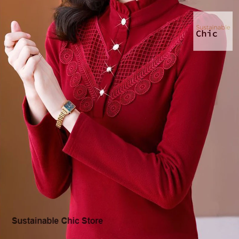 

French double-sided velvet shirt long-sleeved women's autumn and winter new fashion wild slim shirt with warm bottoming shirt.