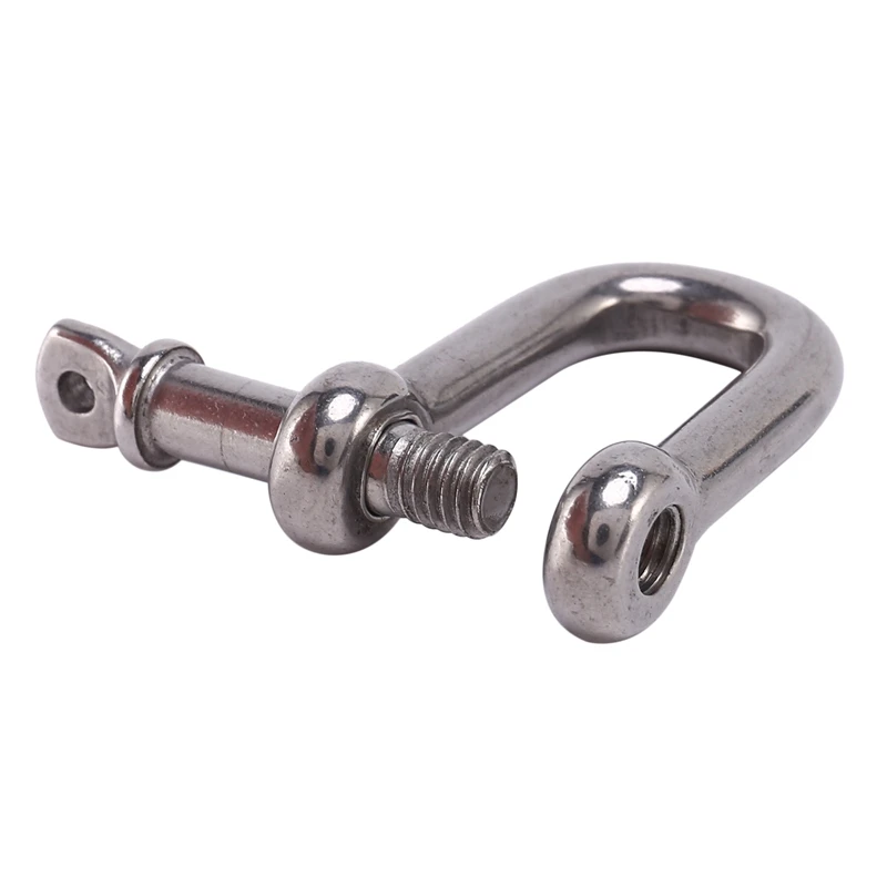 3X,M6x38mm Straight D-Shackle, Short, Stainless Steel AISI 316