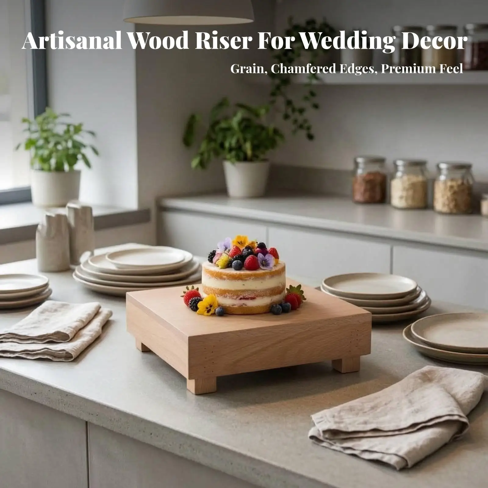 Multi-Functional Dessert Stand | Sturdy Four-Leg Construction, Wooden Food