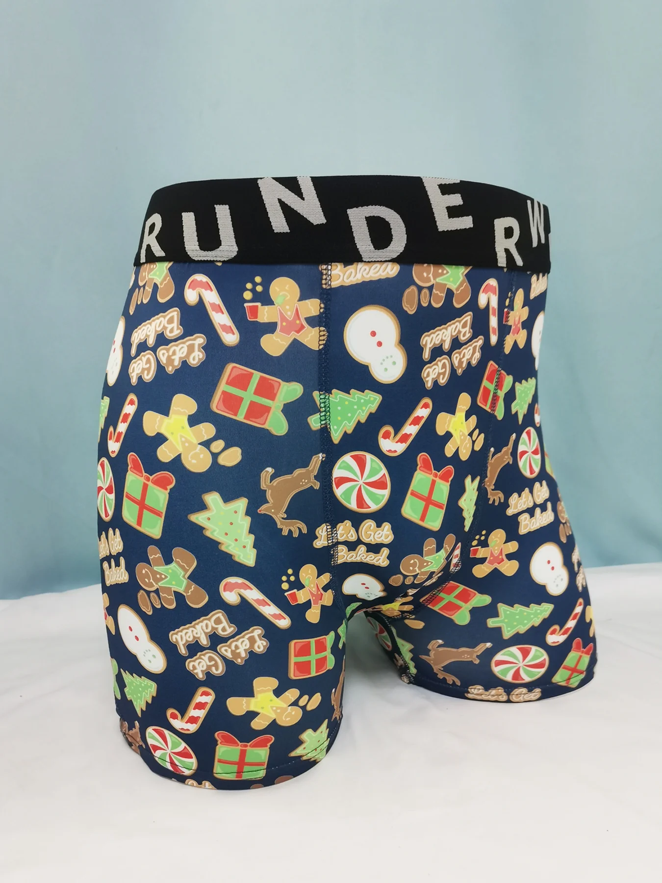 Men Christmas Stylish Printing Shorts Underwear Mid Waist Elastic Waistband Boxer Brief Breathable Underpants