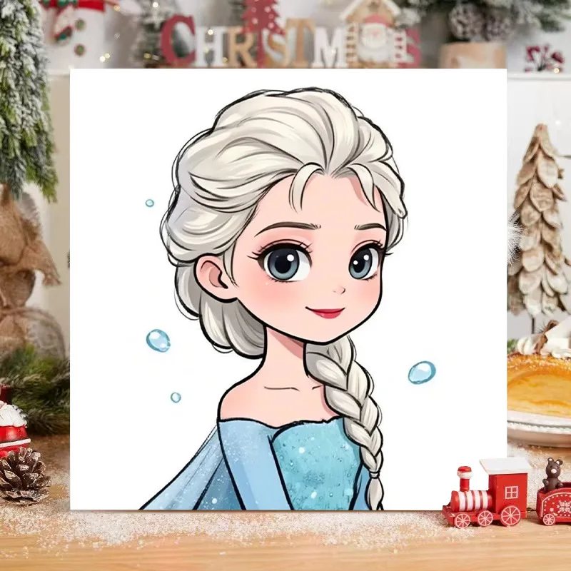 

MINISO Princess Elsa Digital Oil Painting Handmade DIY Color Filling Acrylic Painting Couple Hand drawn Decorative Painting Gift