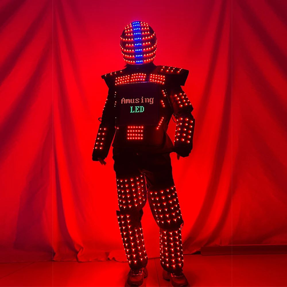 

RGB LED Robot Costume LED Lights Luminous Stage Dance Performance Show Dress for Night Club Event DJ Show Entertainments