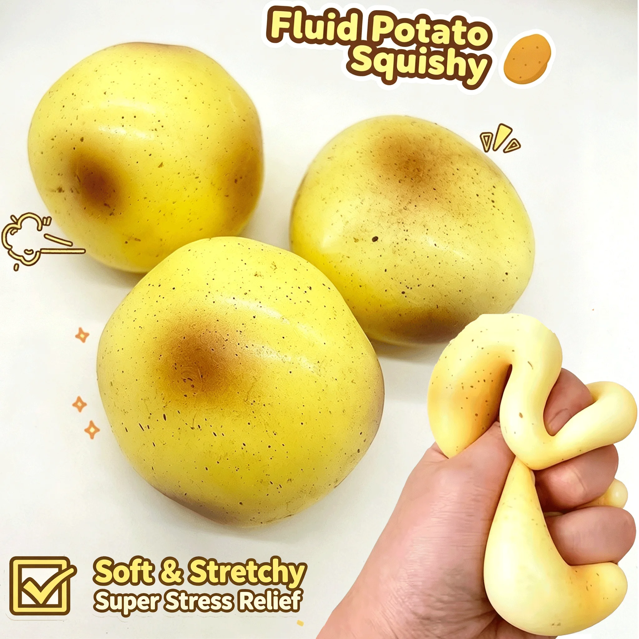 Jouet réaliste en forme de pomme de terre à rebond lent, jouet sensoriel souple et extensible à presser, accessoire de farce amusant, jouet anti-stress, cadeaux de bureau