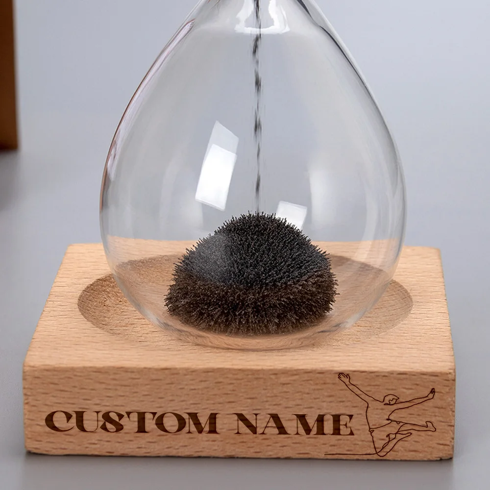 Reloj de arena de cristal magnético con nombre personalizado, deportivo, con Base, temporizador de arena para regalo de cumpleaños, mesa de dormitorio, 1 ud.