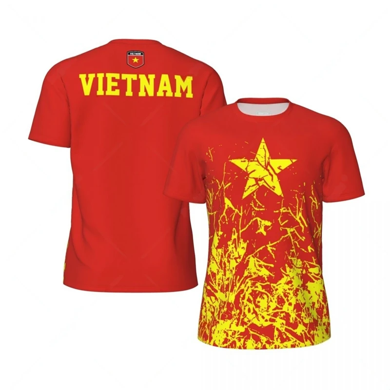 Vietnam Flag Graphic Football T Shirts Mens National Emblem 3D Printed Sports T-shirt Running Bike Soccer Tennis Fitness Tees