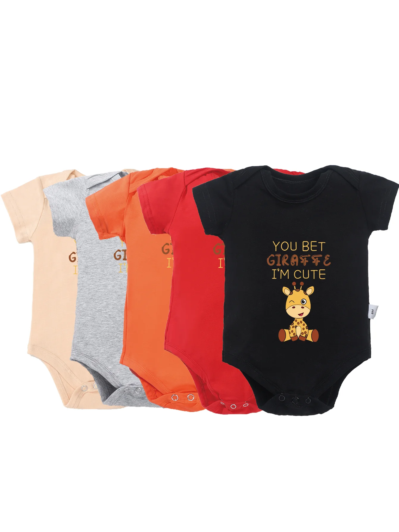 I\'m Cute Carton Printing Fashion Newborn Infant Jumpsuit Short Sleeve You Bet Giraffe Toddler Rompers Baby Boy Girl Bodysuit