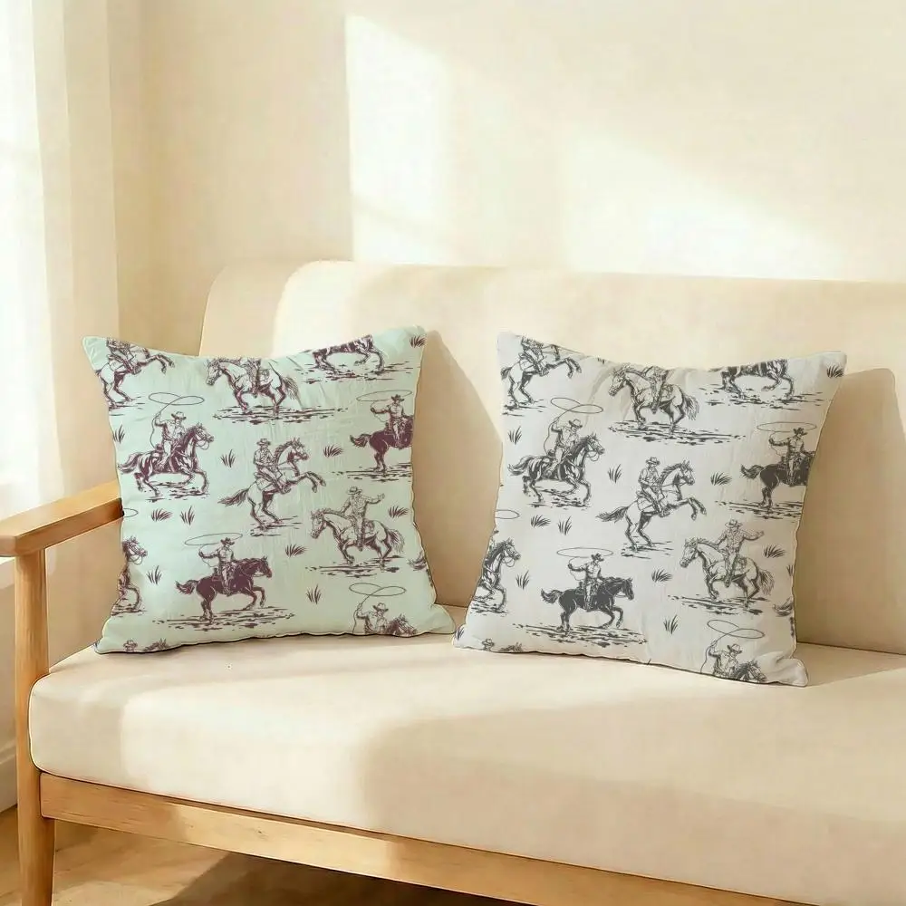 Horse Cushion Cover Set of 4 Decorative Short Plush Pillow Covers for Sofa, Soft  Cushion Case 50x50 cm