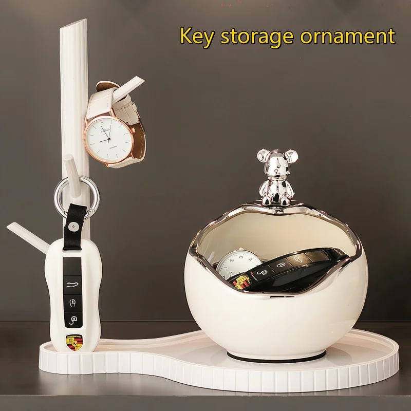 Creative Ceramic Keychain Storage Tray Multi functional Shelf and Desktop Organizer Suitable for Home Storage and Decorations