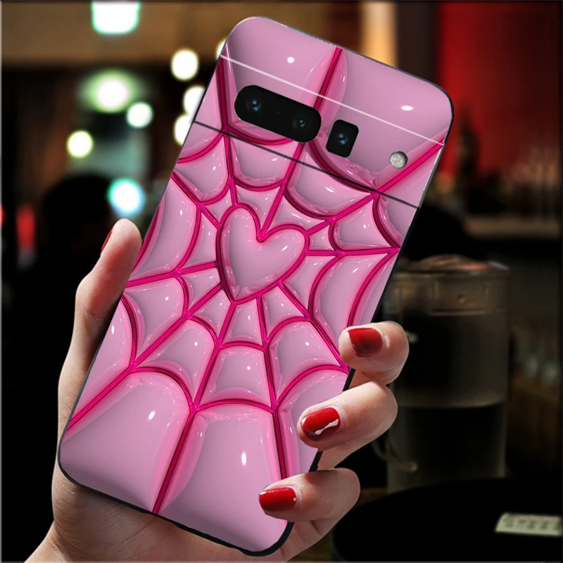 Casing Ponsel untuk Google Pixel 10 9 Pro XL 9A 8 7 6 Pro Pixel 8A 7A 6A Pixel 8 7 6 5 Casing Hati Merah Muda Cinta