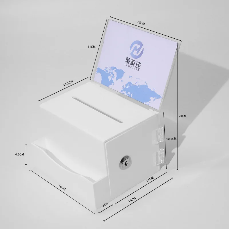 

Large Clear Acrylic Donation Box Lock Suggestion Box for Charity Fundraising Business Card Collection Voting Business Card Case