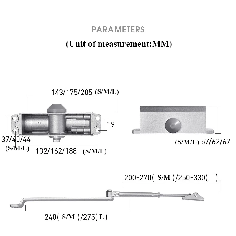 Automatic Door Closer 2 Spring Hydraulic Buffer Adjustable Door Stopper Speed Mute Closing For 25 to 85KG Door Hardware