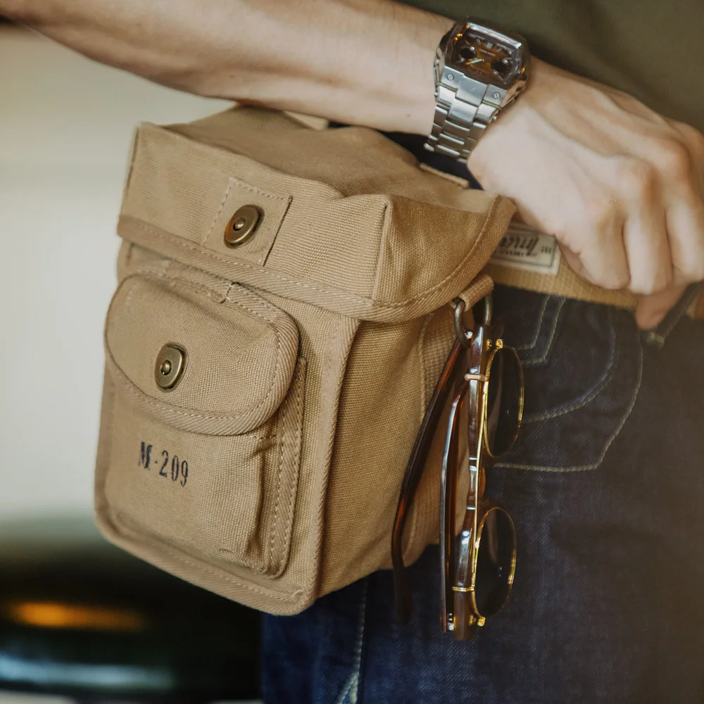 Maden Vintage M209 Tactische Cipher Machine Tas Outdoor Canvas Schouder Crossbody Draagtas Magnetische Gesp Vierkante Taillepakken