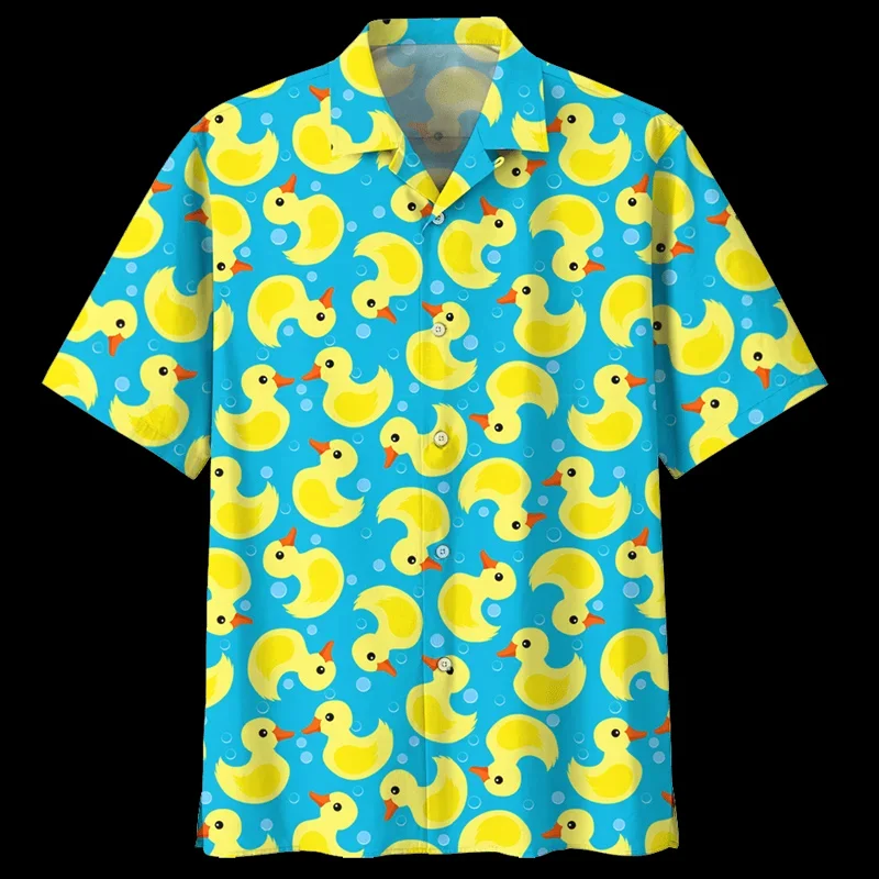 Fashion Summer 3D Printed Cute Animal Rubber Duck Shirts For Men Funny Yellow Duck Graphic Short Shirts Kid Kawaii Clothing Tops