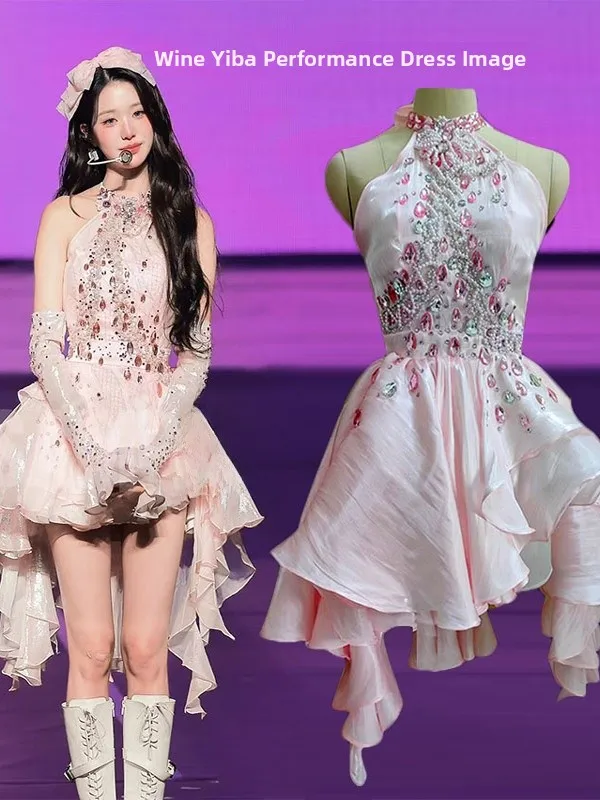 

K IVE Розовый костюм для выступлений наряд для джазовых танцев Fem up Idol сценический костюм китайского бренда из полиэстера зимняя коллекция