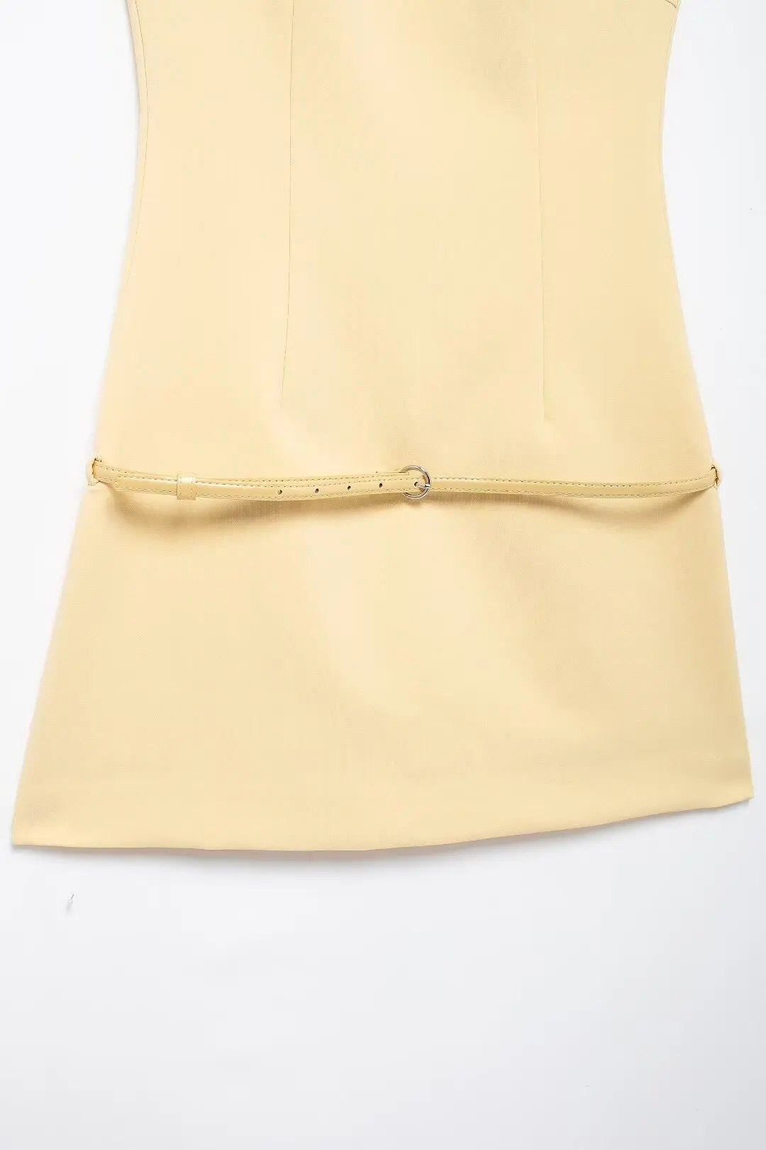 TRAFZA Fashion Summer Autumn 2024 Women Yellow Solid Skirt Set Belt Vest and Midi Skirt or Mini Dress Party Date Sweet Dress