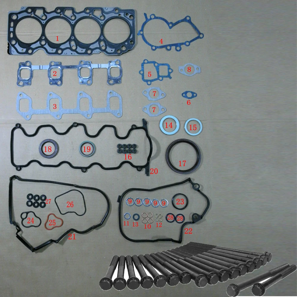 

Комплект прокладок двигателя 2C 2CT 2C-TE 2CTE, болты и винты для Toyota Corolla Saloon Starlet Tercel 2.0 04111-64050