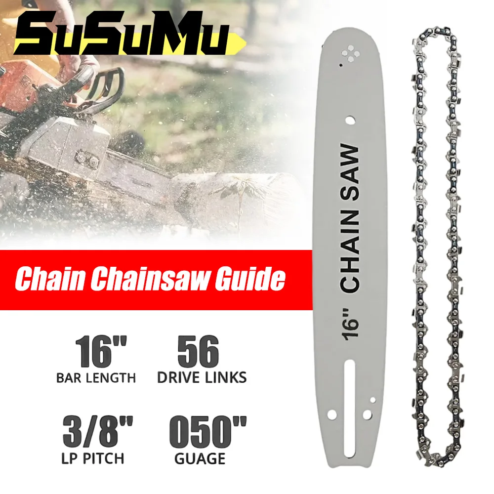 16 Inch 56 Drive Links Chainsaw Chain Guide Bar and Saw Chain Set 3/8