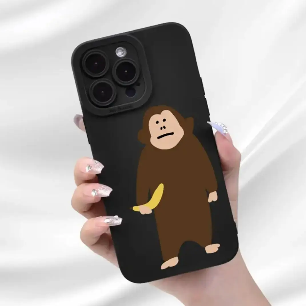 Fundas para teléfono con patrón de mono de dibujos animados, funda para teléfono móvil para Apple Smartphone, Compatible con IPhone 16 Pro Max 15 Pro 14Plus 13