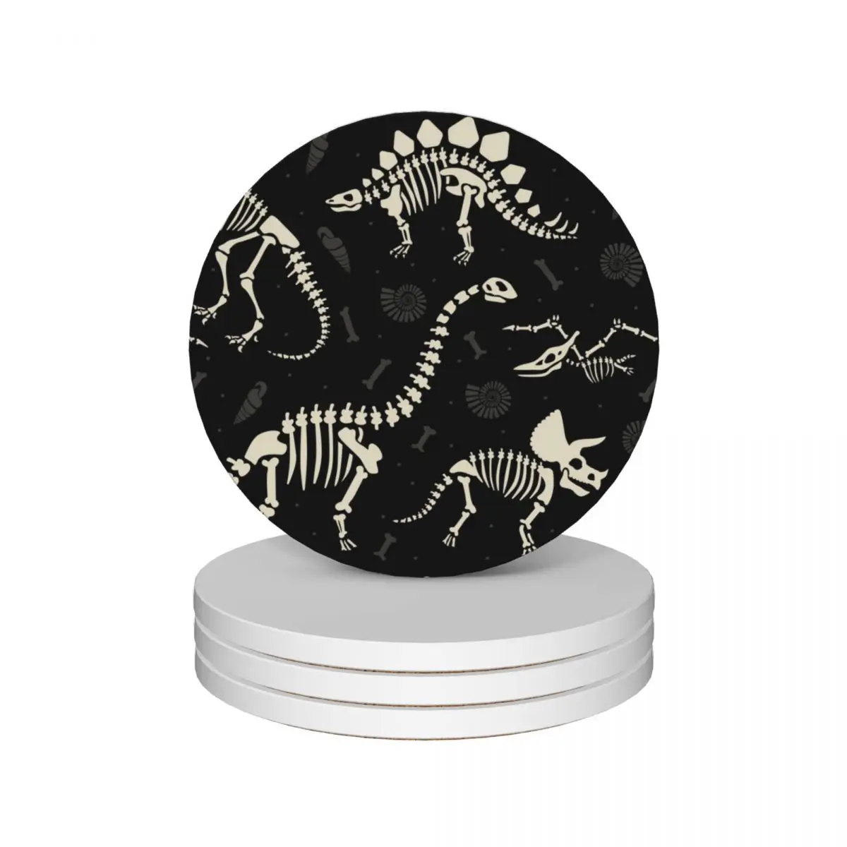 

Dinosaur Fossils in Black Ceramic Coasters (Set of 4) ceramic cute cup cup set drinks Coasters