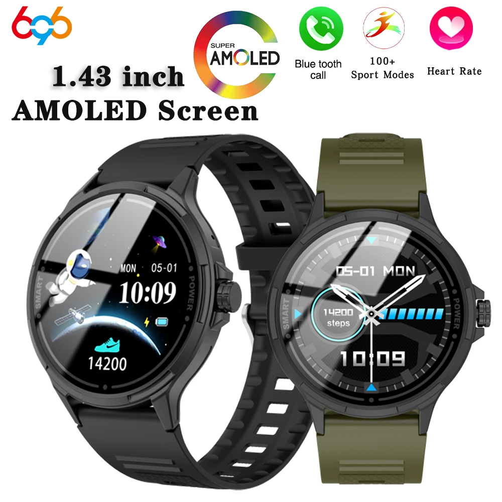 

New Clock Blue Tooth Call Smartwatch Women AMOLED Screen Heart Rate Health Waterproof Smart Watch Men Voice Assistant Health