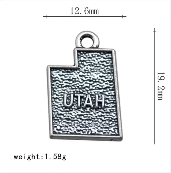 15pcs 12.6*19.2MM 2sided UTAH Map design charms