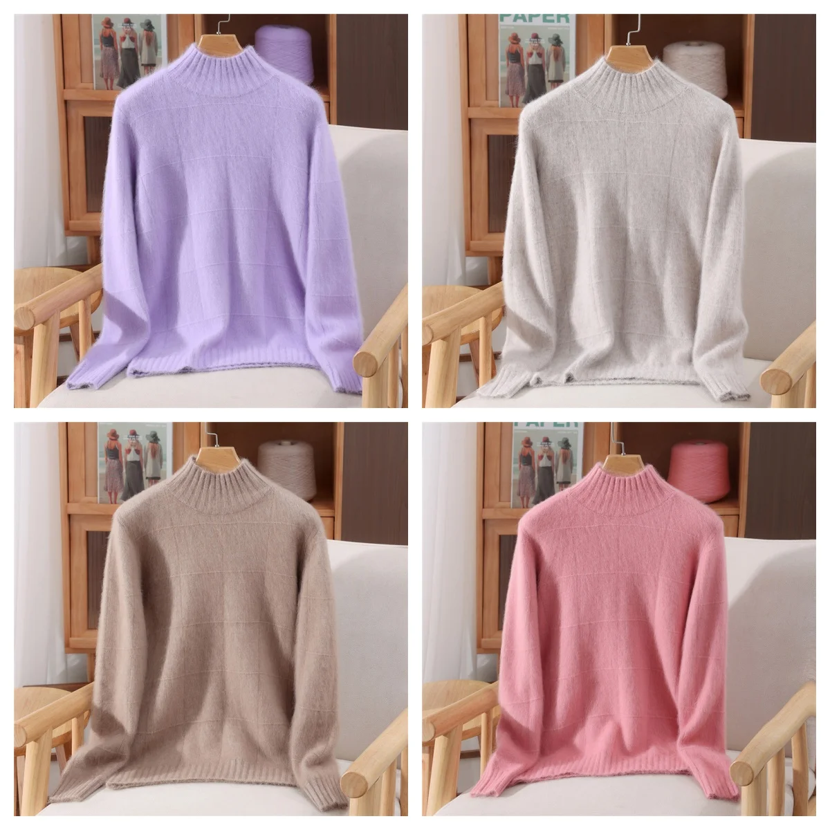 Abbigliamento donna Autunno Inverno Nozioni di base Pullover 100% visone Maglione di cashmere Morbido caldo soffice lavoro a maglia Mezza collo alto Office Lady