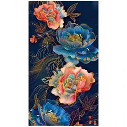 A Magnificent Peony Pattern Cross Stitch DIY Kit Under The Night Sky Flower Embroidered Decoration Painting Simple Needlework