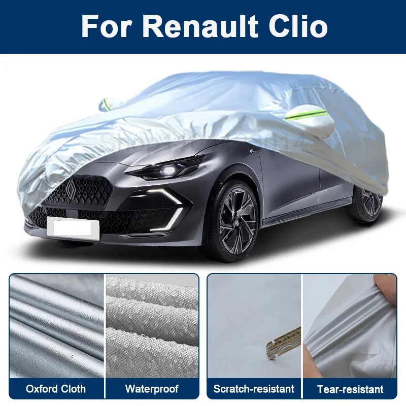 

Outdoor Full Car Cover For Renault Clio with Reflective Strips Waterproof Snowproof Dustproof UV Protection Exterior Accessories