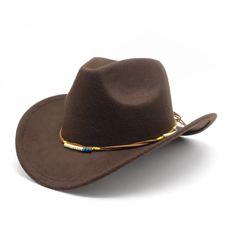 Retro Ethnic Spring Autumn And Winter Men's And Women's Woolen Western Cowboy Hat Rolled Brim Wide Brim Hat Top Hat 4