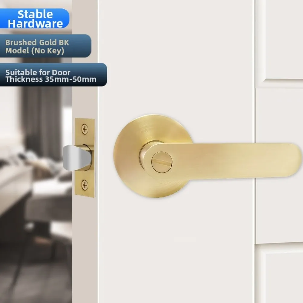 Room Door Lock- Round Door Lock- Interior Door Handle Lock- With Lock- Core/latch Aluminum Alloy Handle Lock