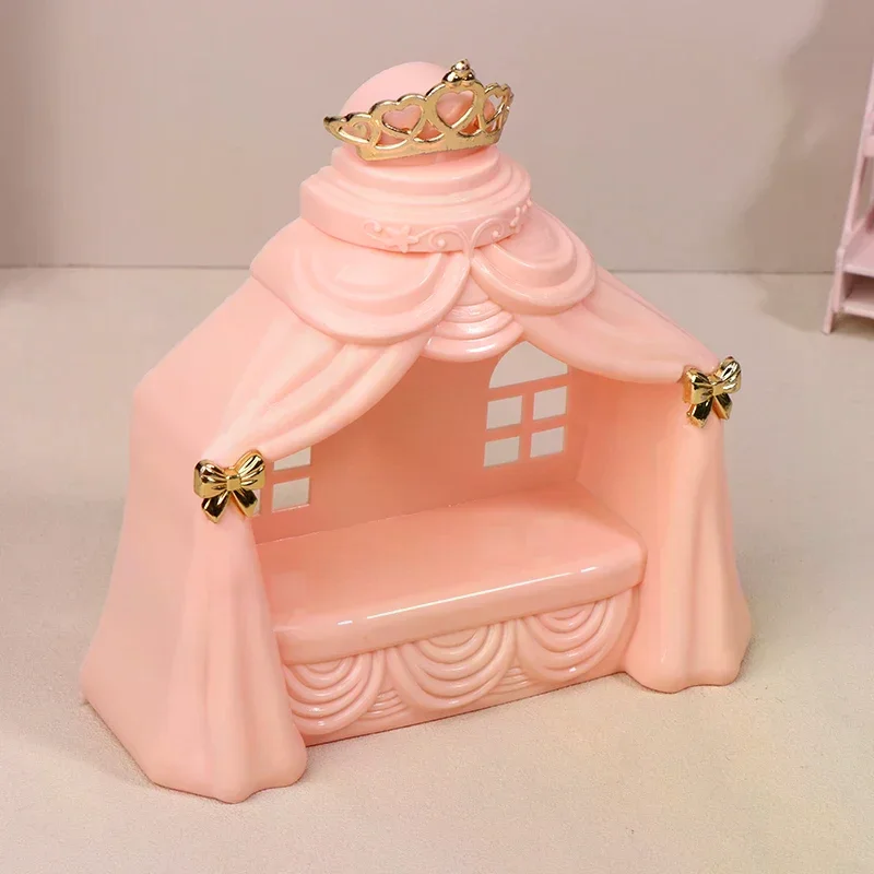 1/12 casa de bonecas mini cama de princesa modelo acessórios de móveis para casa de boneca decoração crianças fingir jogar brinquedos presente