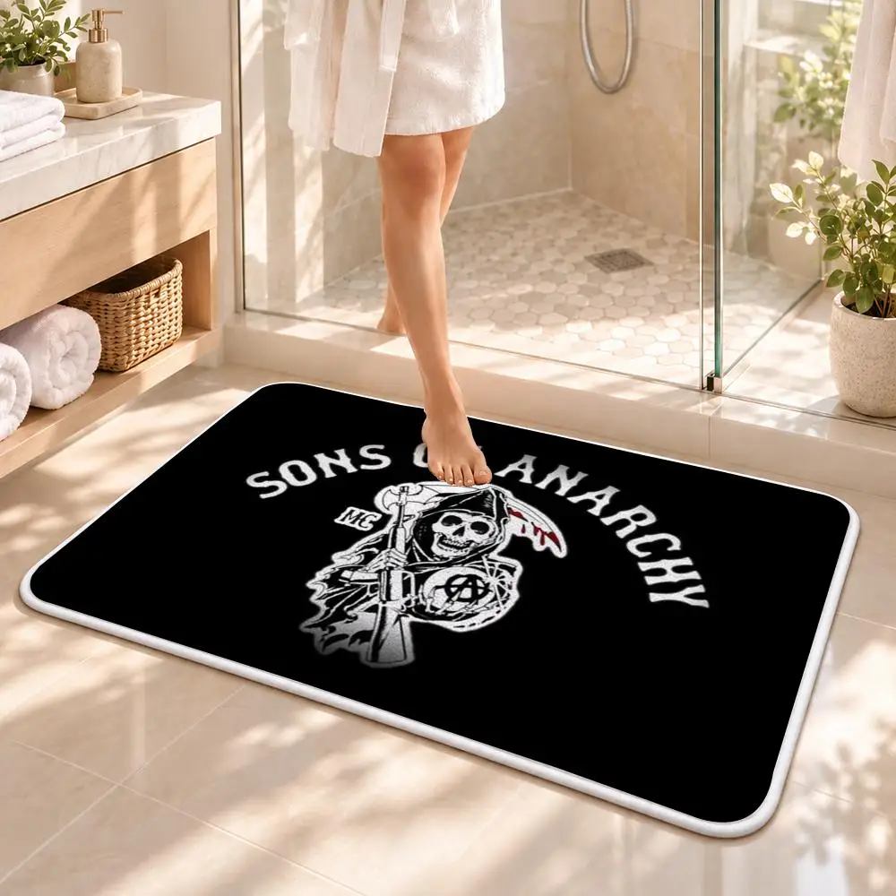 S-Sons of A-Anarchy Floor Mat Flannel Rug Soft Non Slip Door Mat for  Bedroom Living Room Entryway Home Decor Gift