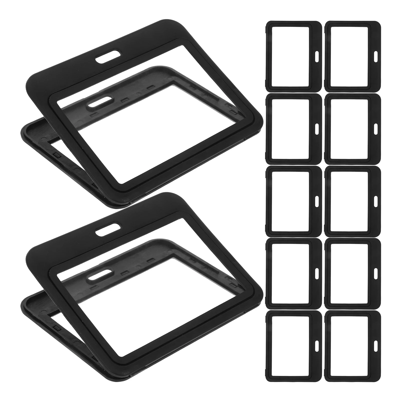 

12 Pcs ID Card Holder Access Badge Clear Protector Horizontal Plastic Case Clip Campus