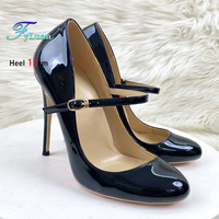 10CM 12CM Super High Heel Black Mary Jane Shoes Women Round Toe Stiletto Heels 2025 New Spring Autumn Buckle Strap Woman Pumps
