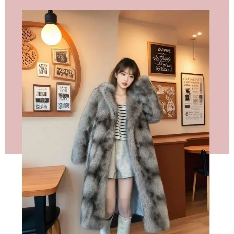 Nova moda jovem imitação de pele de raposa jaqueta solta ambientalmente amigável cabelo engrossado temperamento casacos de deslocamento inverno