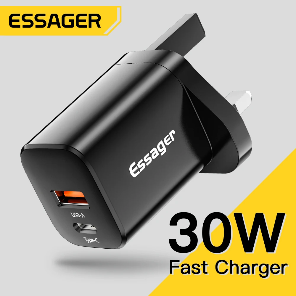 Essager PD 30W USB Type C Charger For iPhone 13 12 Pro Max Samsung Portable Dual Port QC3.0 Type-C Charger Phone Charge Adapter